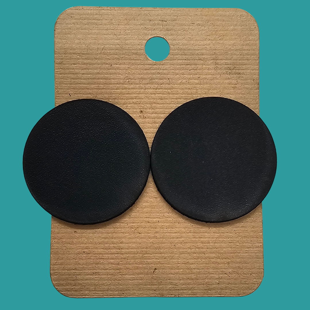 Black Leather Circle Earrings