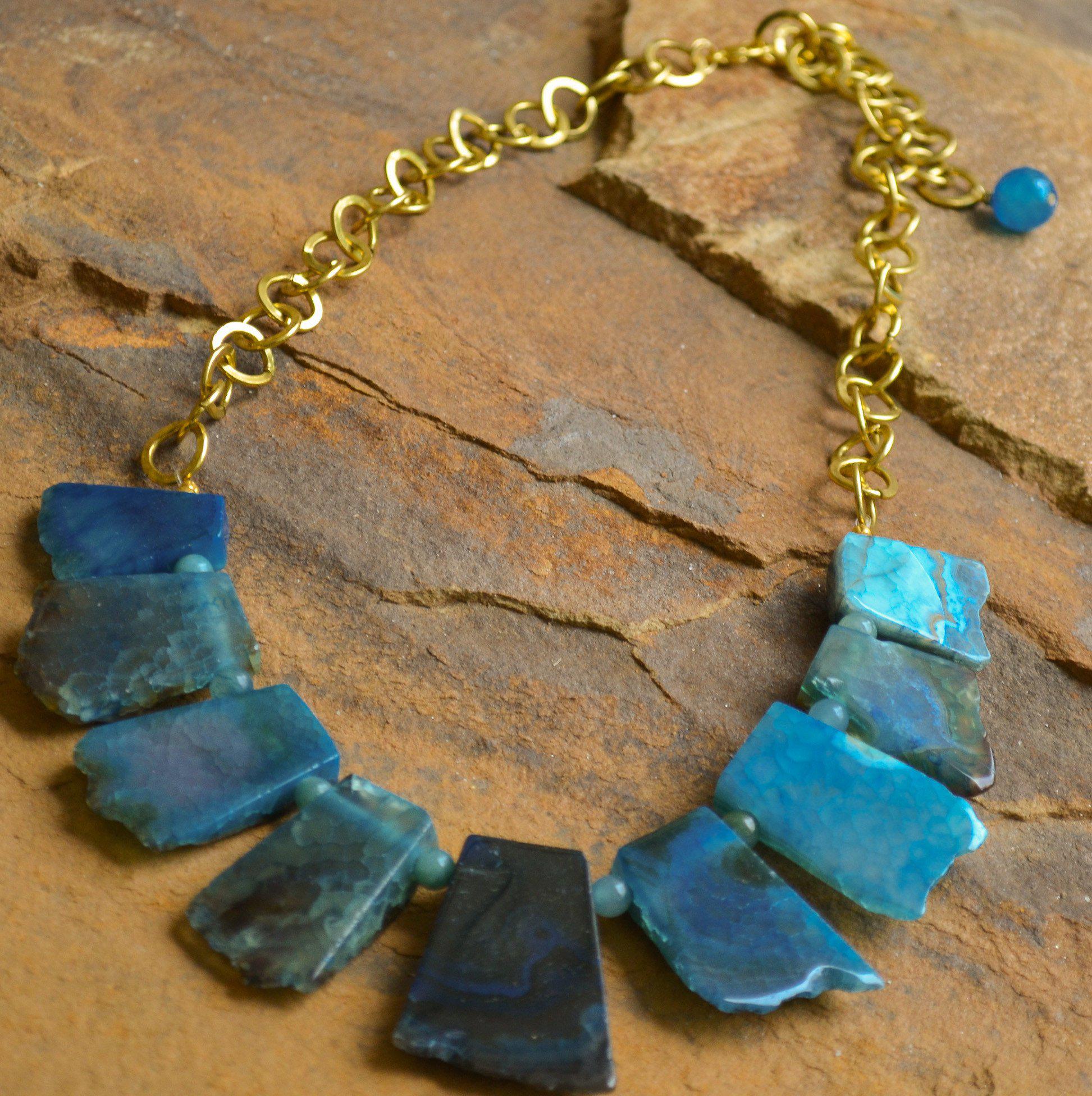 Caribbean Blue Agate Necklace