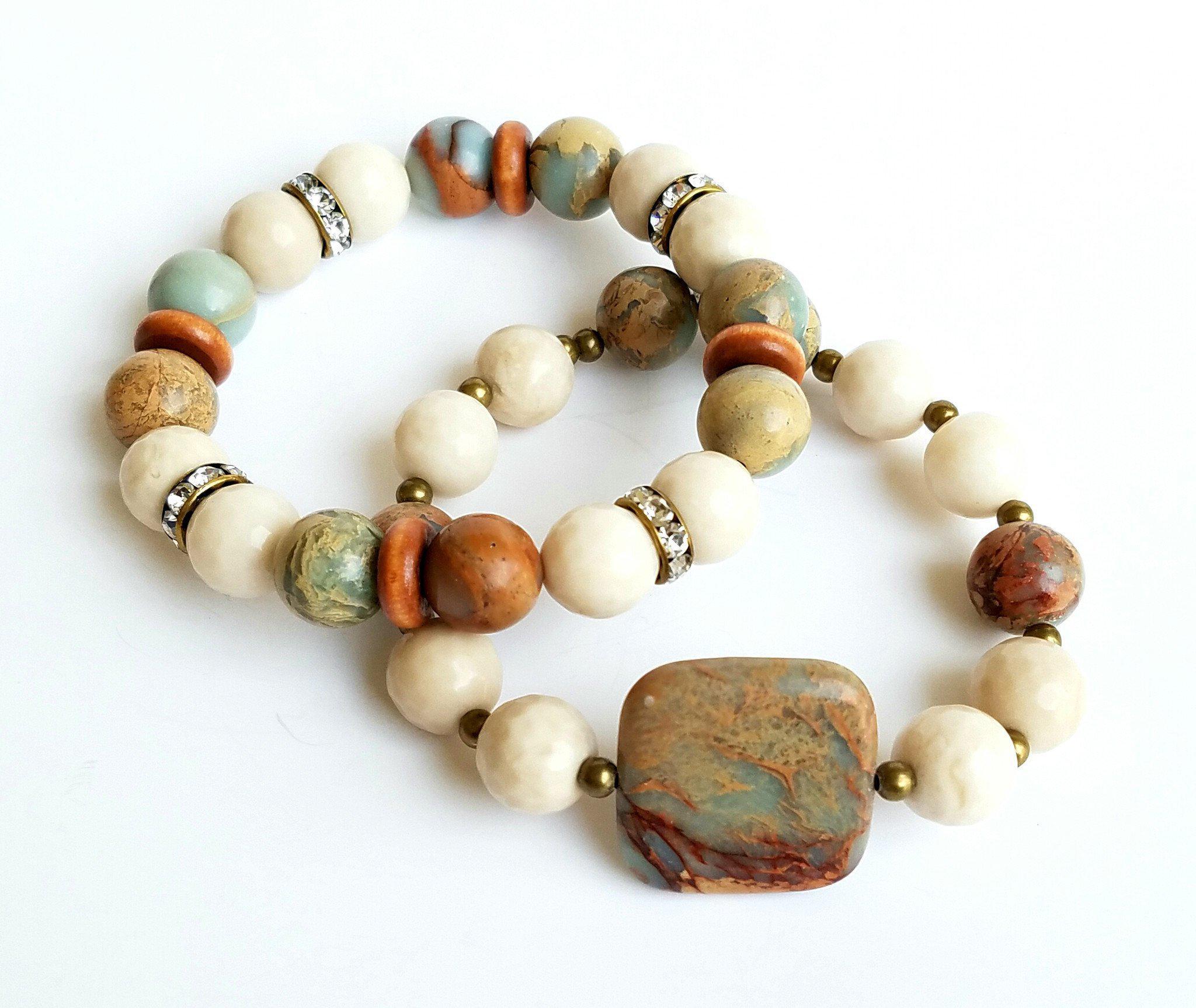 Ethiopian Opal Riverstone Bracelet Set