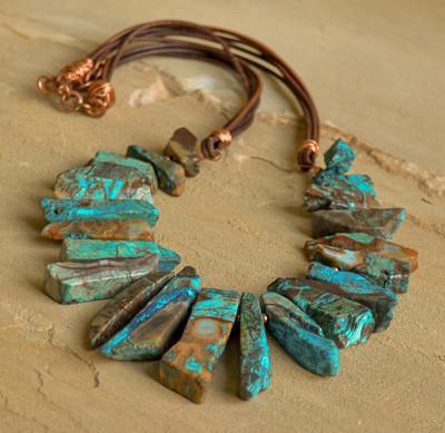 Lana - Ocean Jasper Copper Leather Necklace