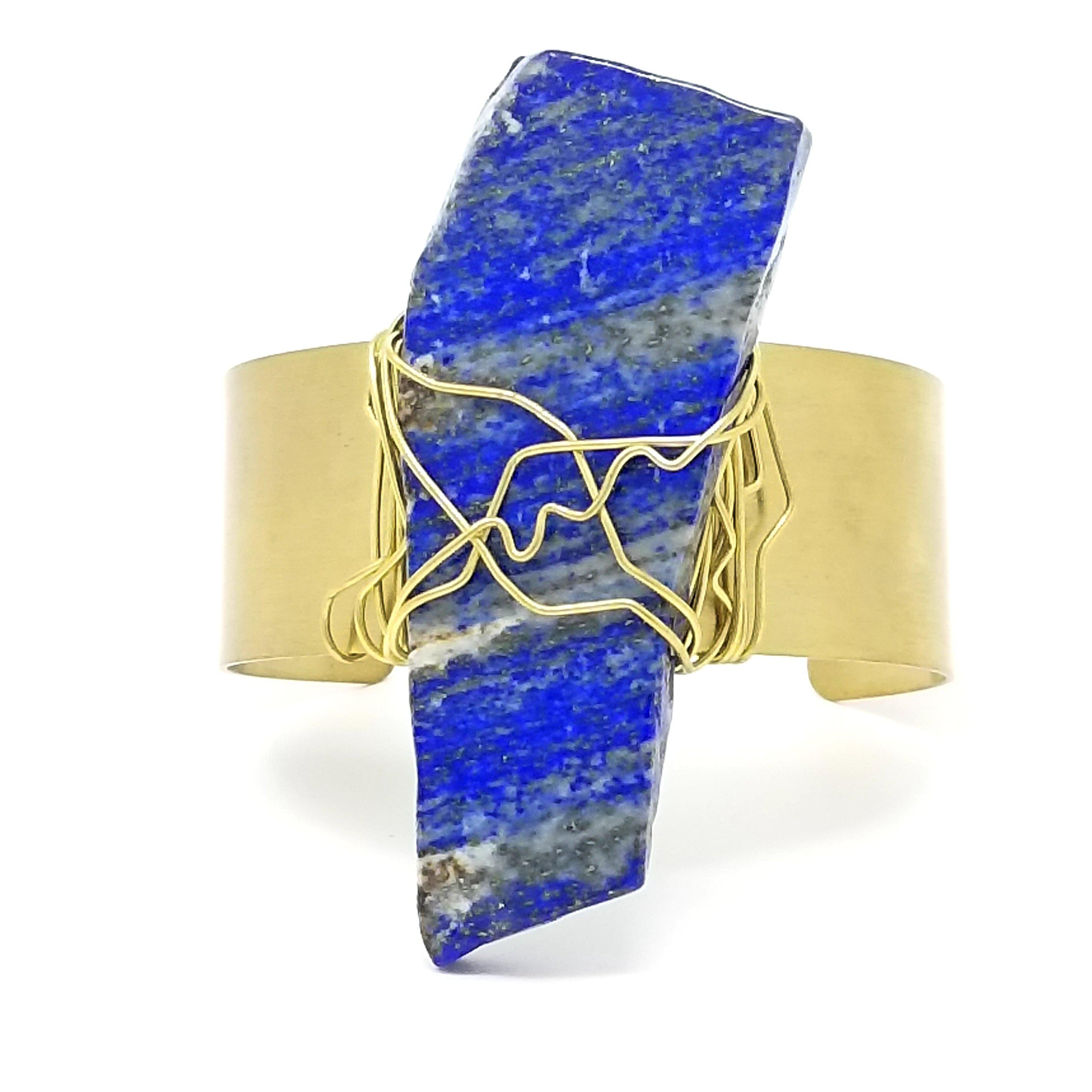 Lapis Lazuli Recycled Brass Cuff