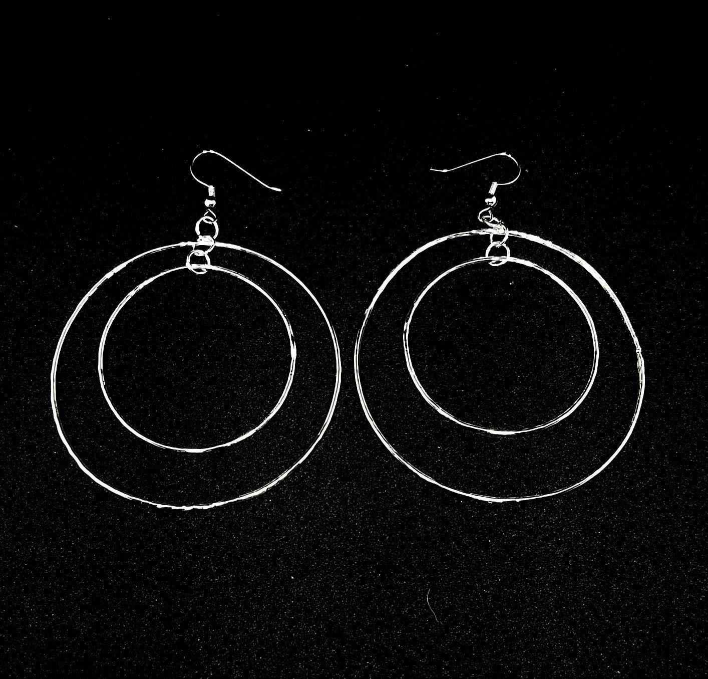 Recycled Fine Silver Double Hoops
