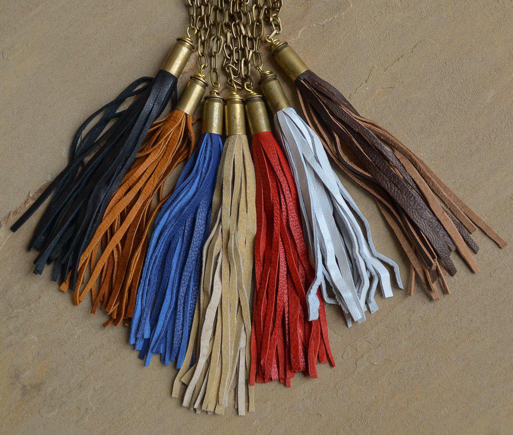 Repurposed Leather Tassel Necklaces