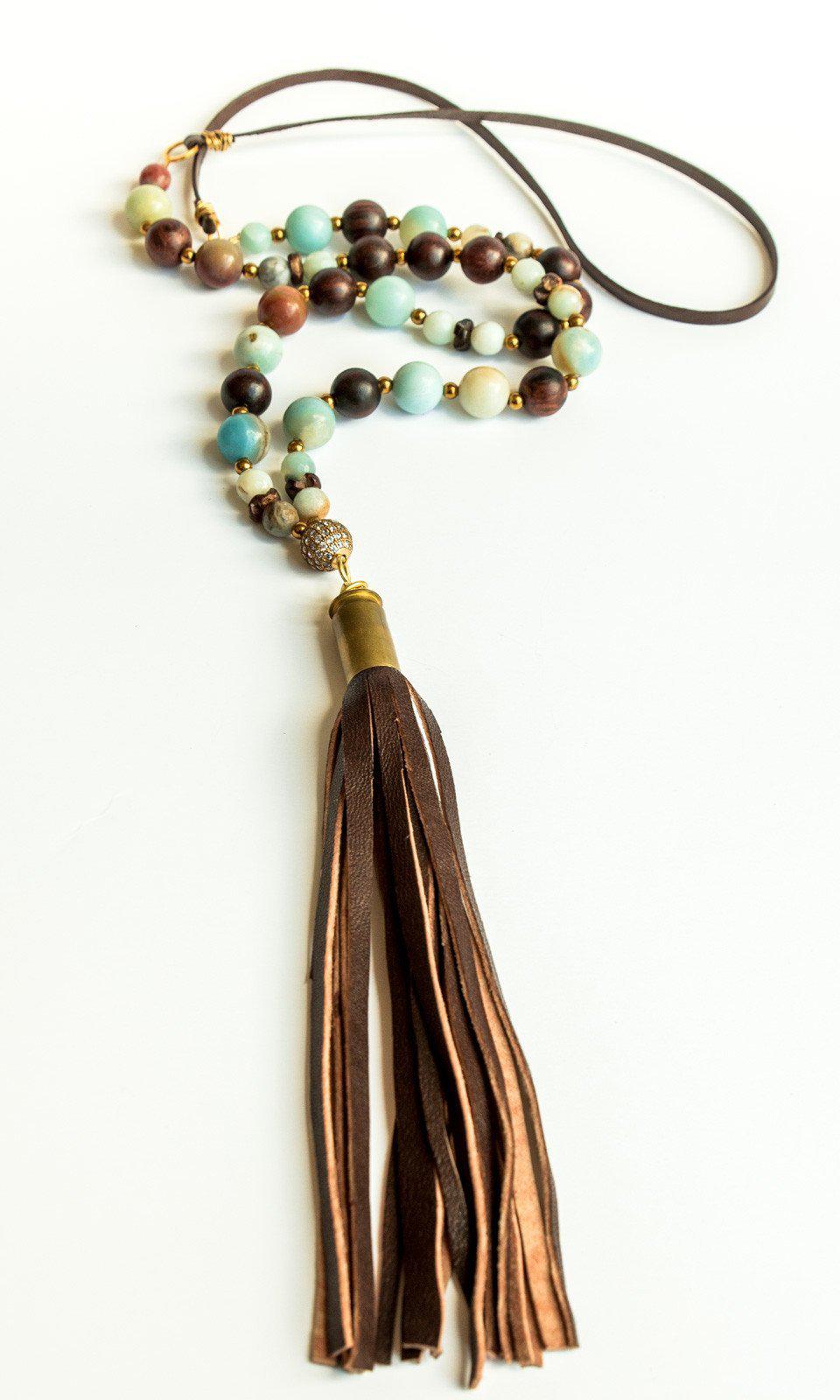 Amazonite Brown Tassel Necklace