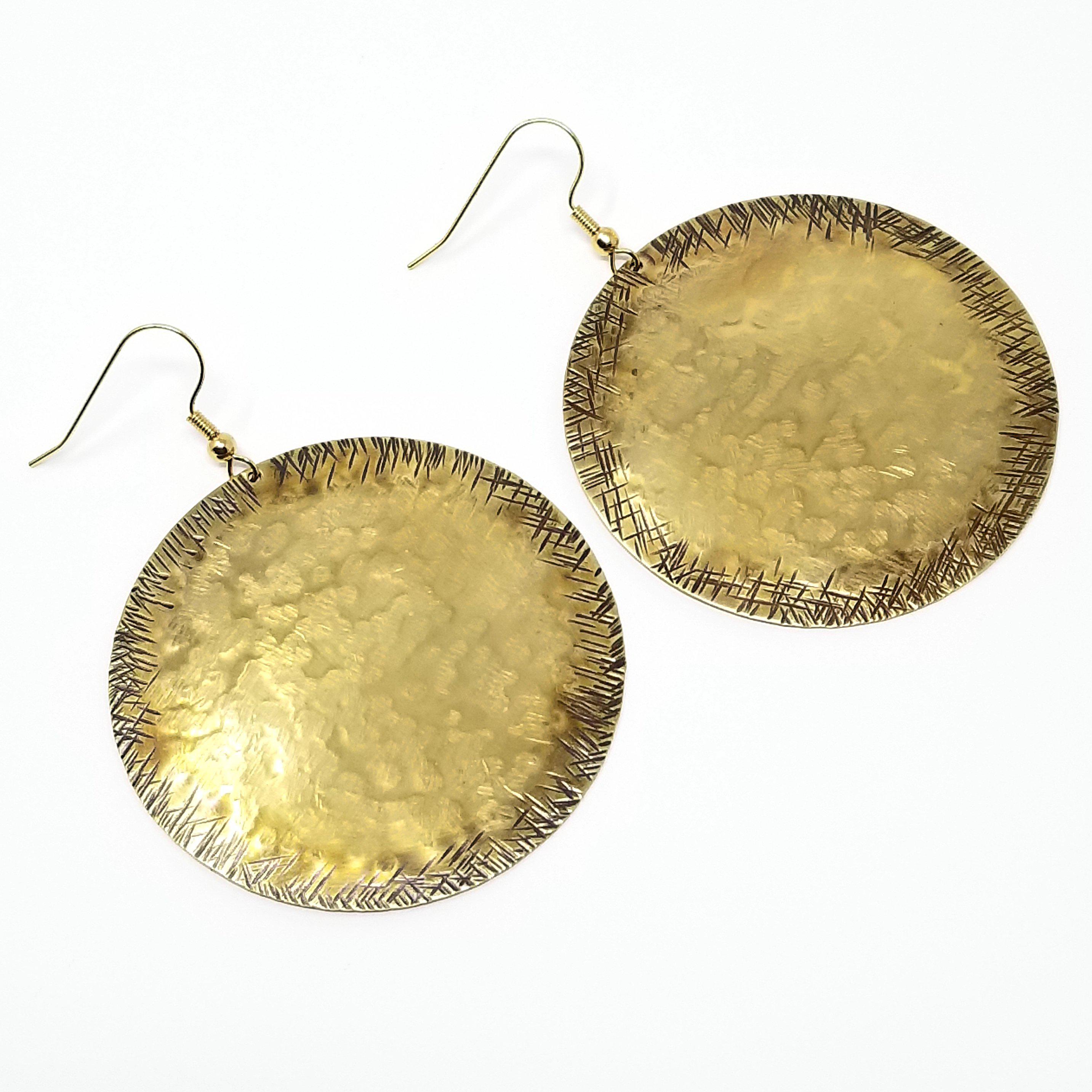 Athena - Recycled Brass Large Circle Earrings
