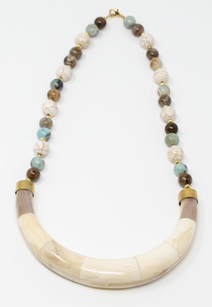 Bronzite Agate Horn Necklace