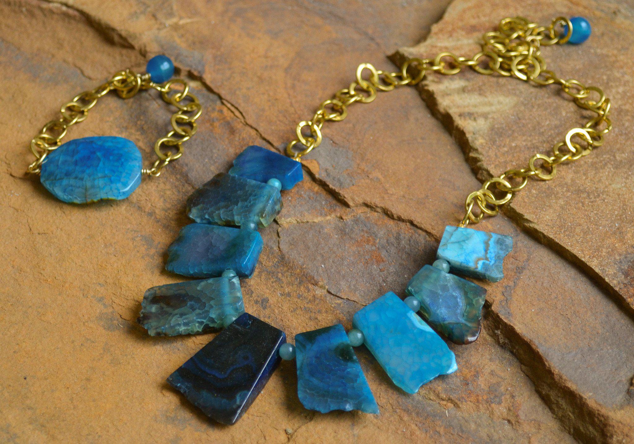 Caribbean Blue Agate Necklace