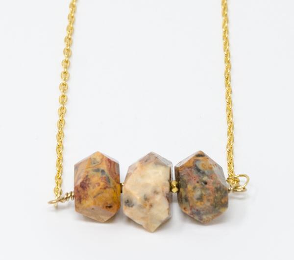 Chunky Crazy Lace Agate Dainty Necklace