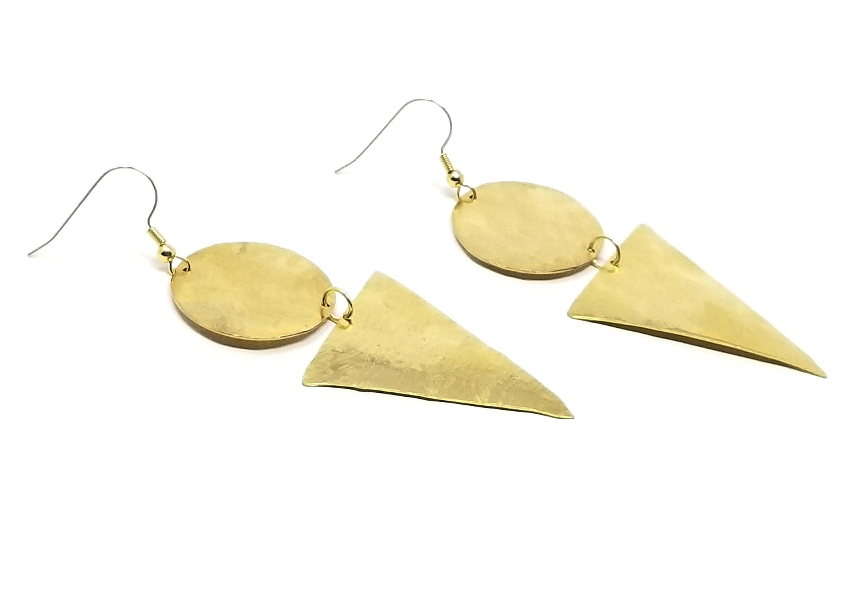 Circle Triangle - Recycled Metal Geometric Textured Earrings