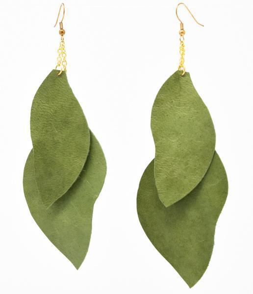 Double Leaf Leather Earrings