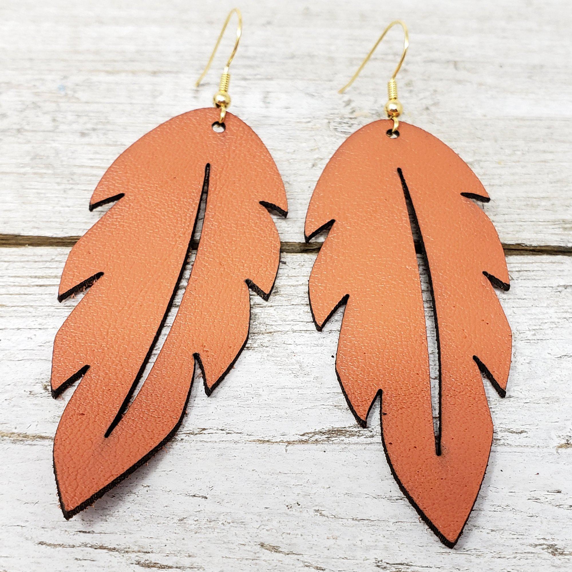 Lindsay Streem Designs Layered Leather Leaf Earrings for Women Gold India |  Ubuy