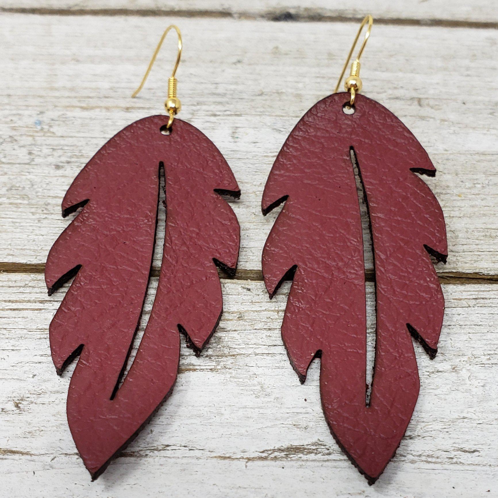 Harlow - Leather Leaf Earrings