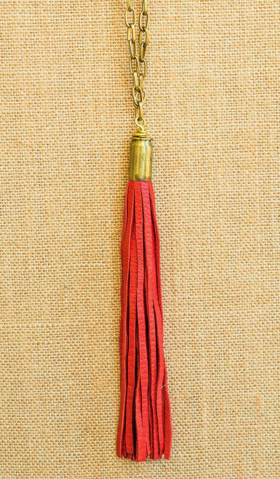 Lambskin Bullet Shell Tassel Necklace