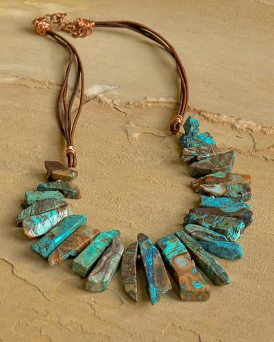 Lana - Ocean Jasper Copper Leather Necklace