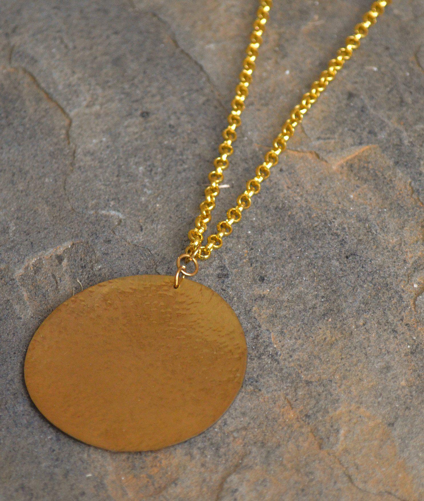 Large Brass Circle Necklace