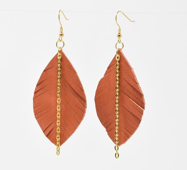 Leather Leaf Earrings - Small