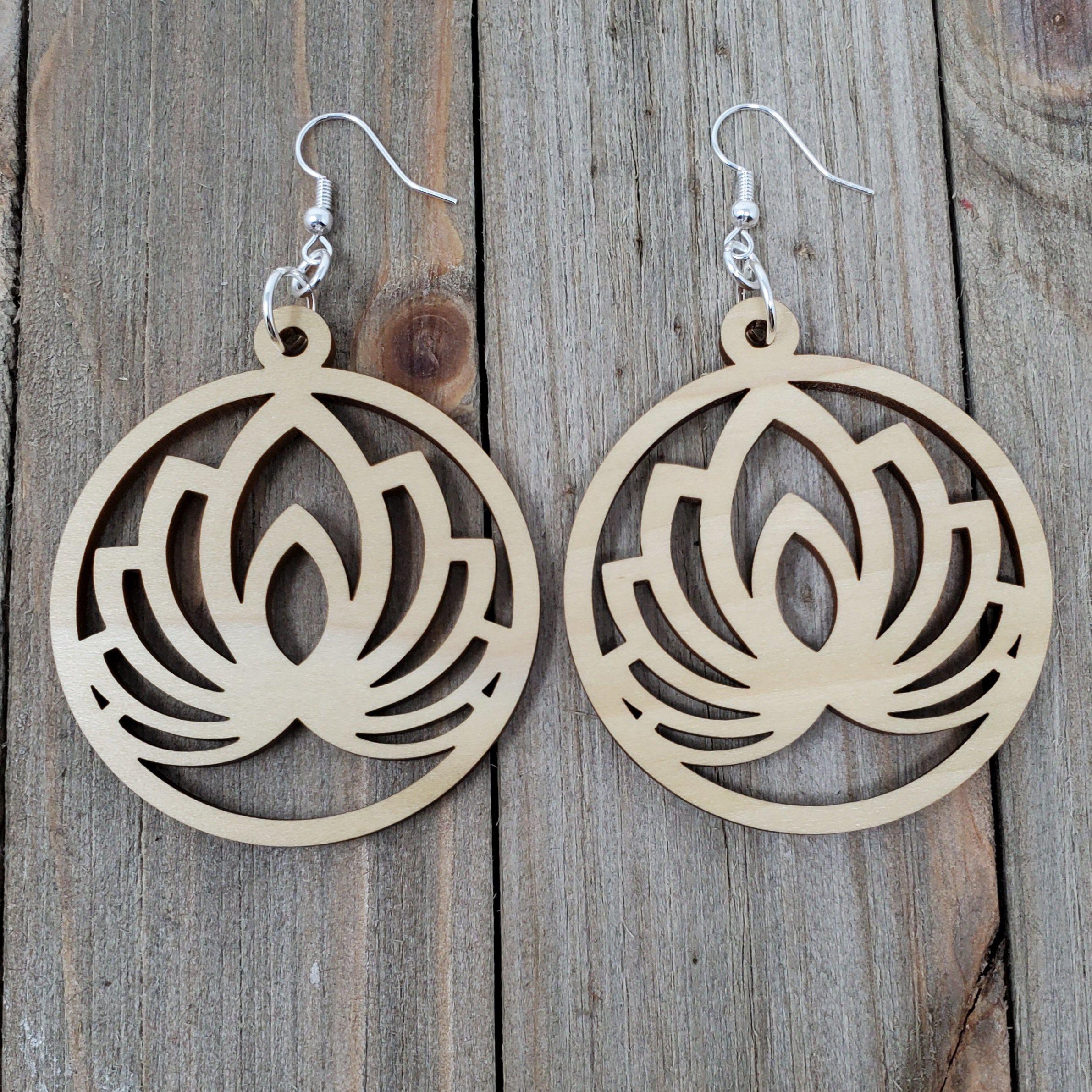 Lotus Flower Hoop Earrings
