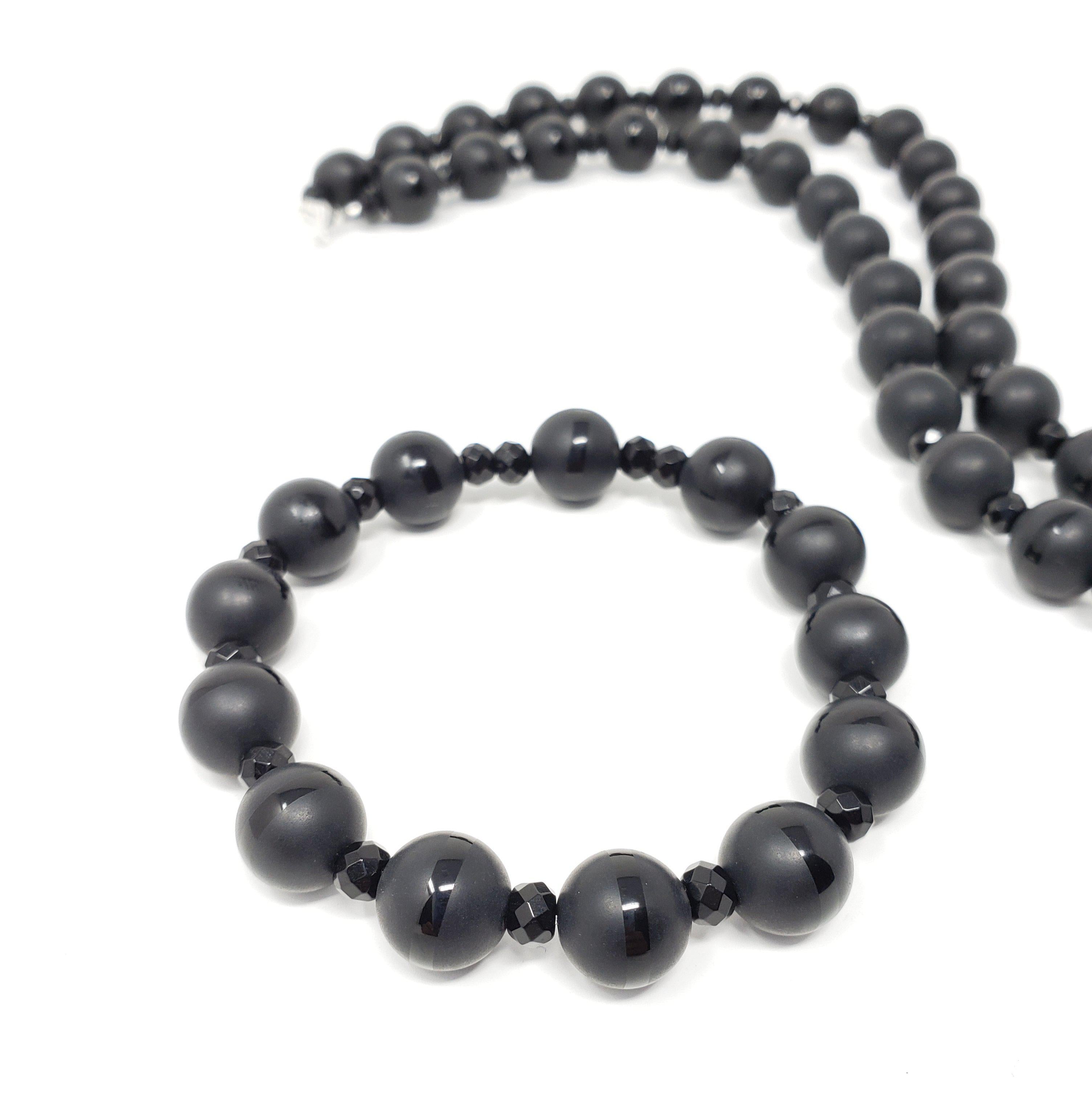 Matte Black Onyx Necklace and Bracelet Set