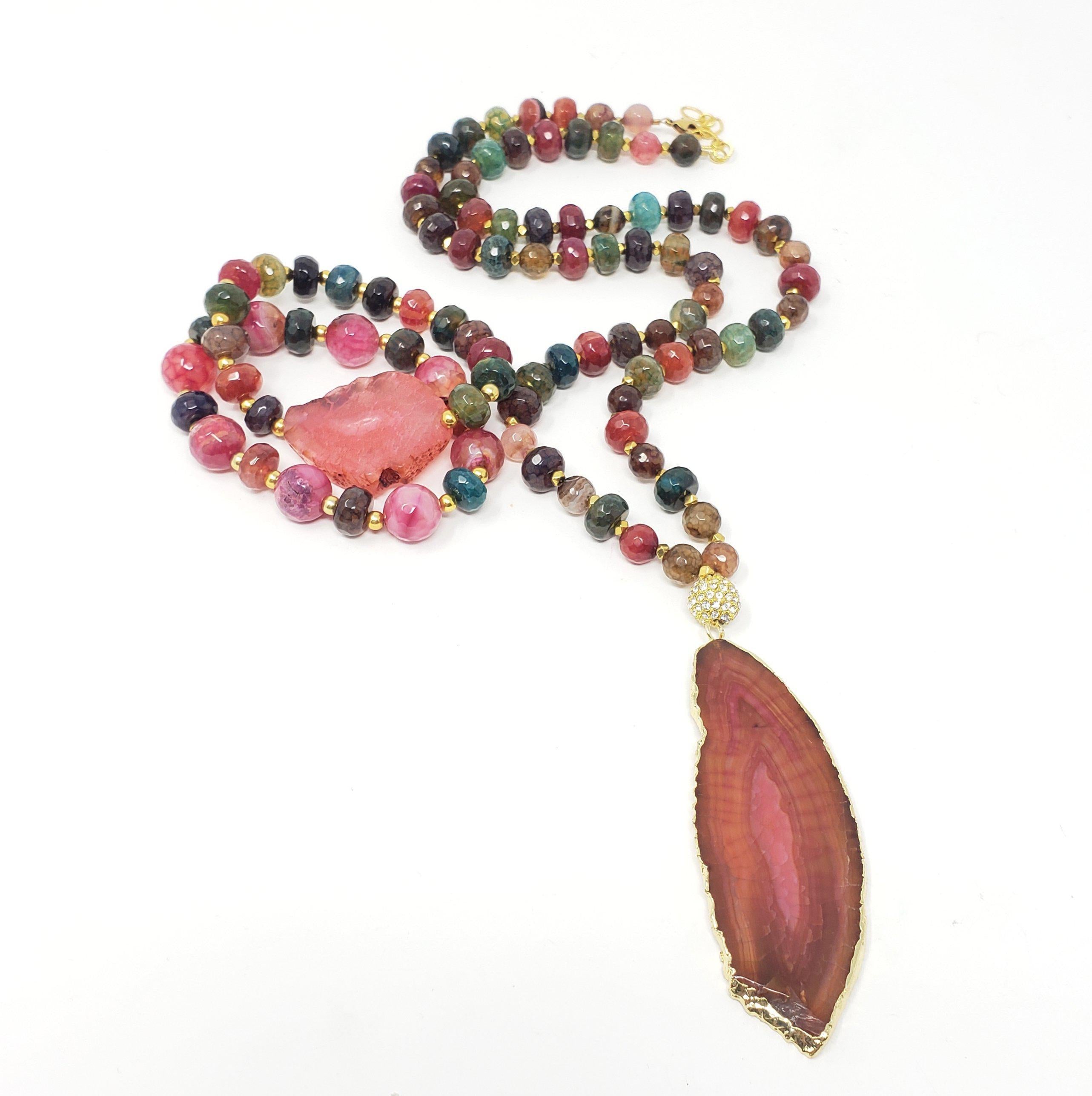 Multicolored Agate Necklace and Bracelets