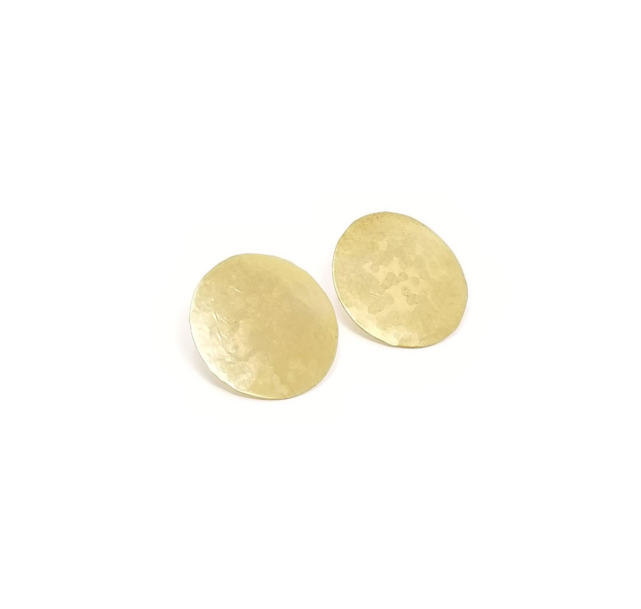 Recycled Brass Circle Post Earrings