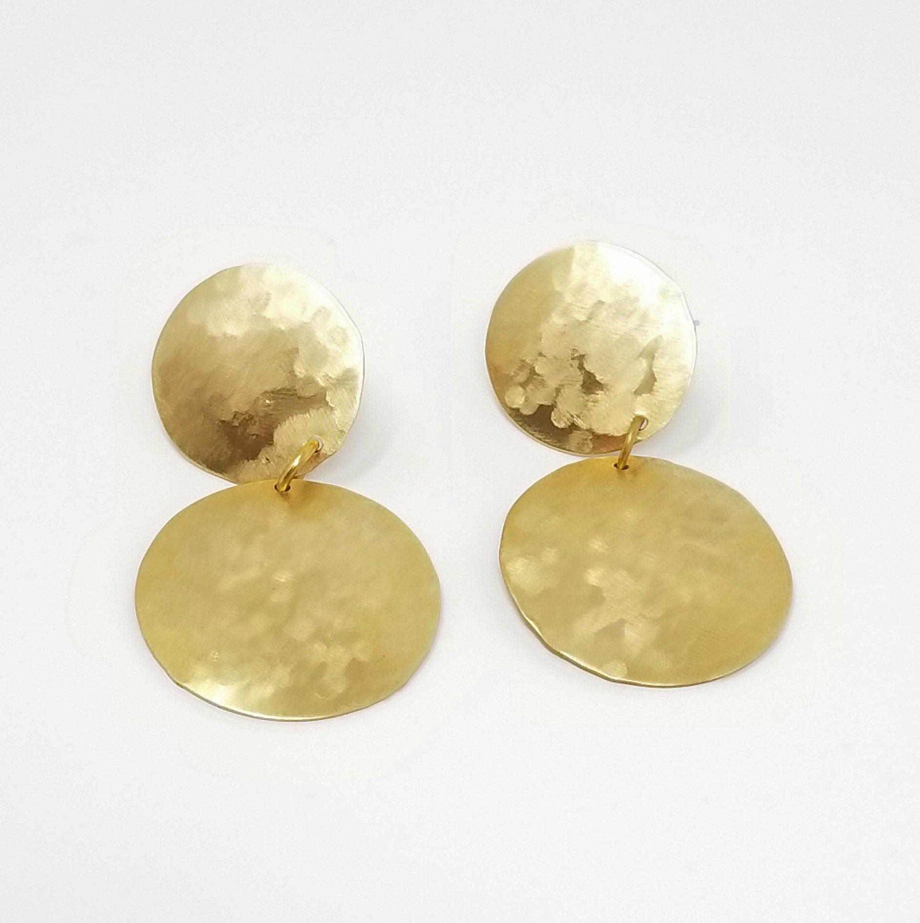 Recycled Brass Circle Post Earrings