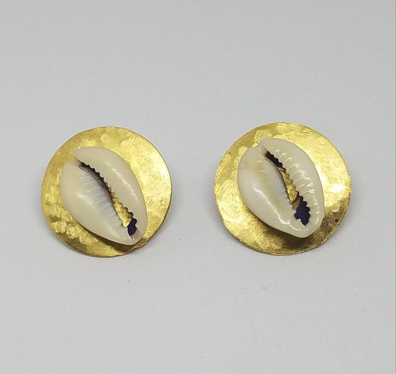 Recycled Brass Cowrie Post Earrings