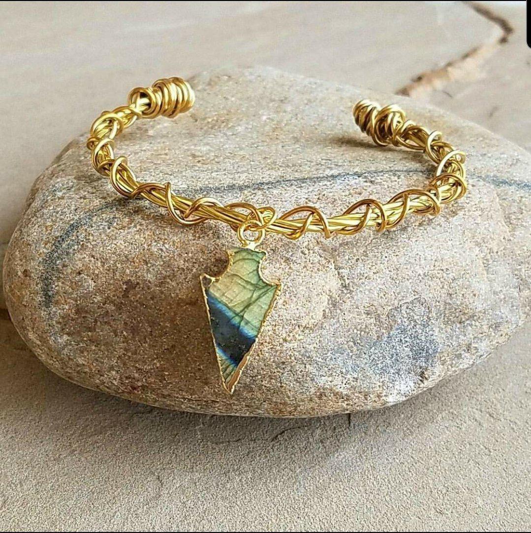 Recycled Brass Twisted Wire Labradorite Bangles
