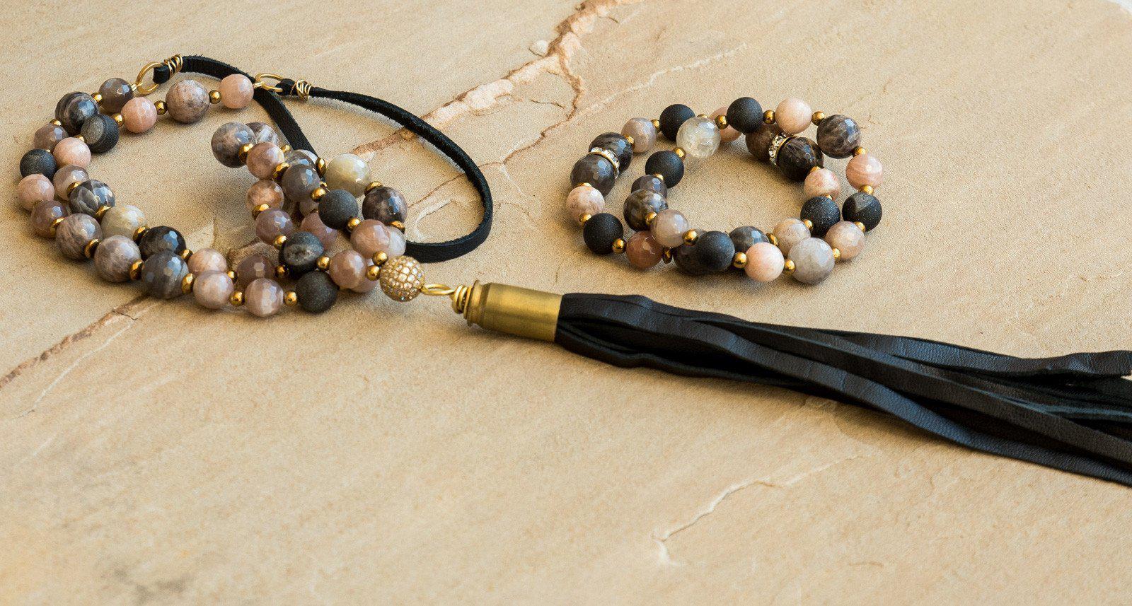 Sandstone Black Tassel Necklace