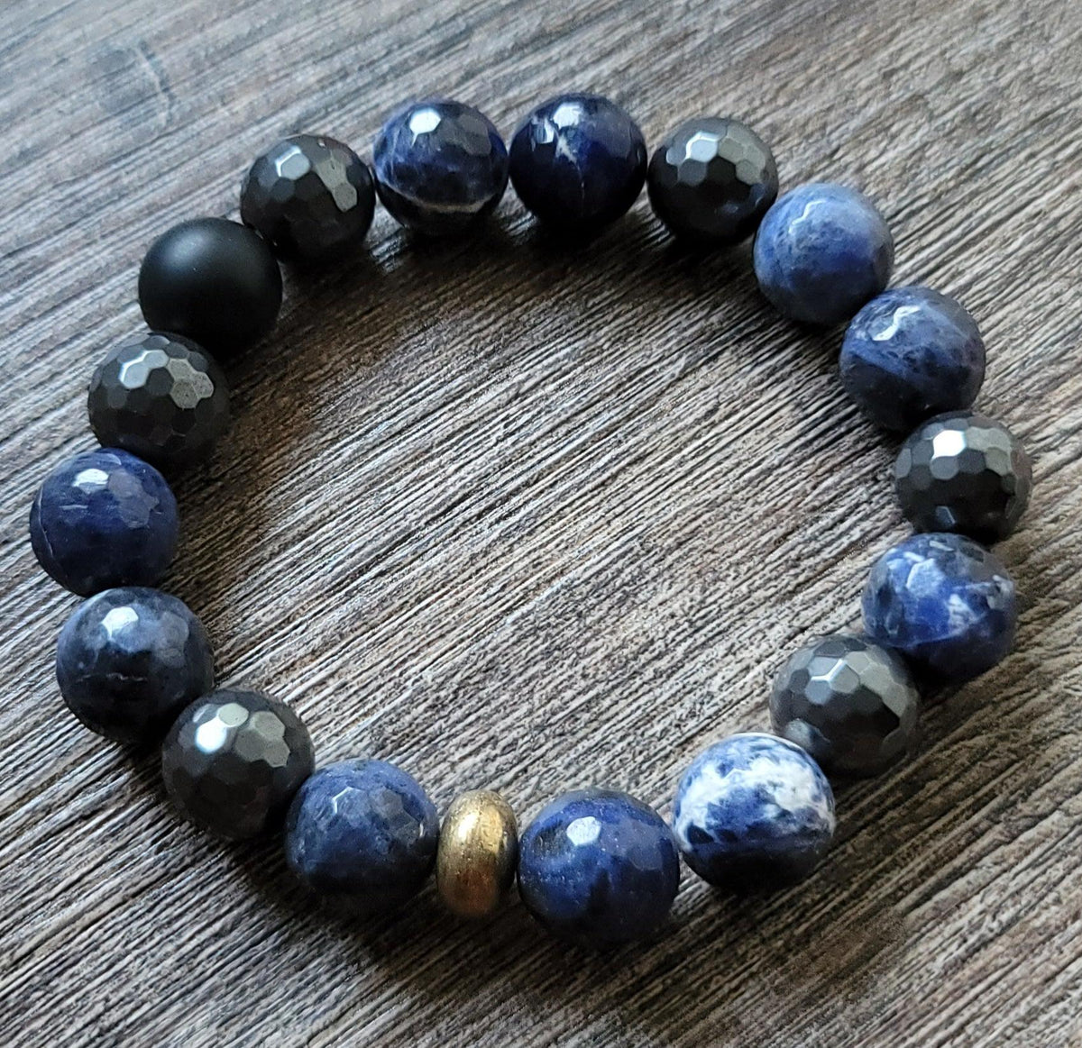 Bracelet Homme Pierres Sodalite Onyx Hématite Argent Sterling