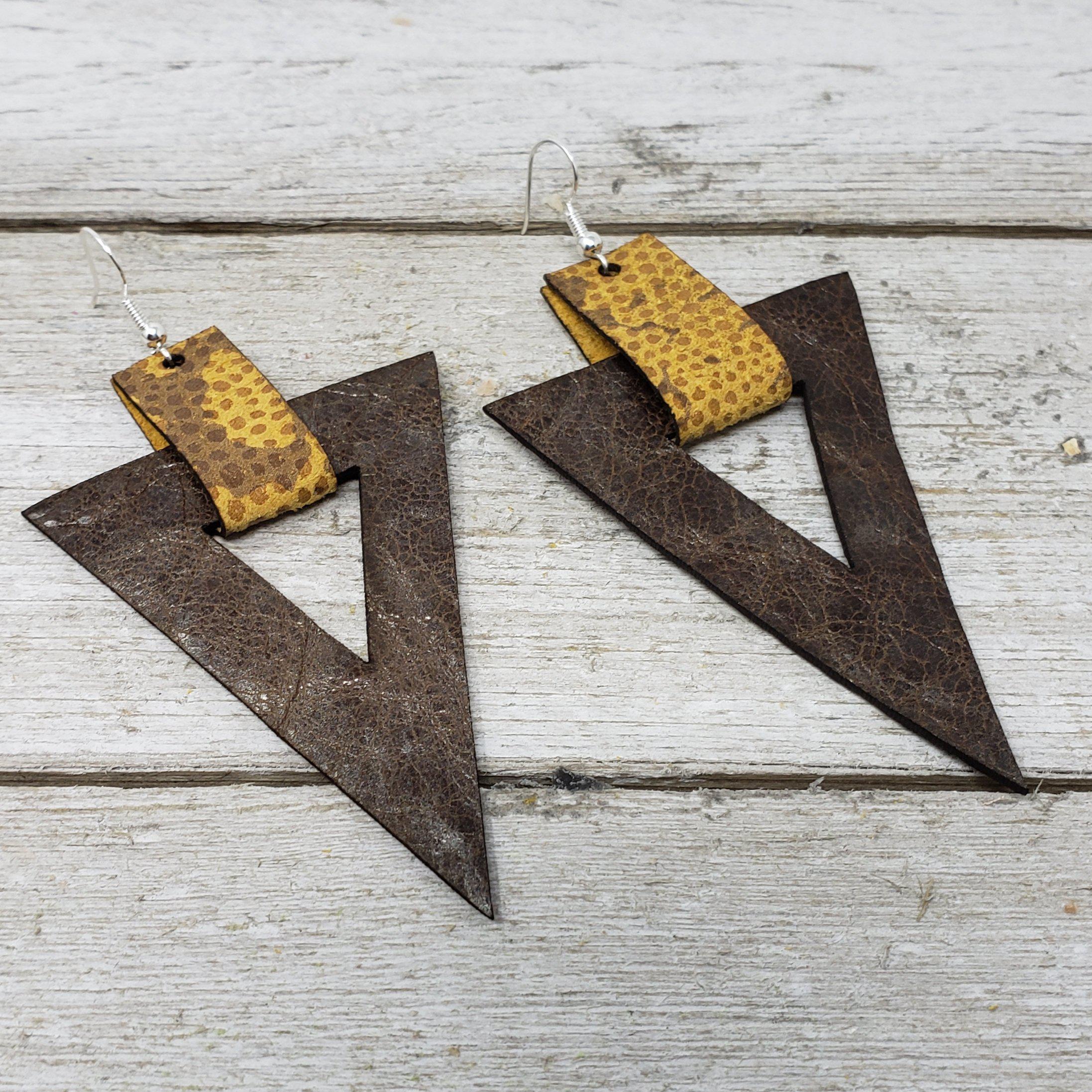 Stella - Triangle Leather Earrings