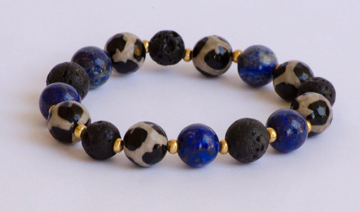 Taj - Lapis Lazuli Lava Rock Bracelet 2