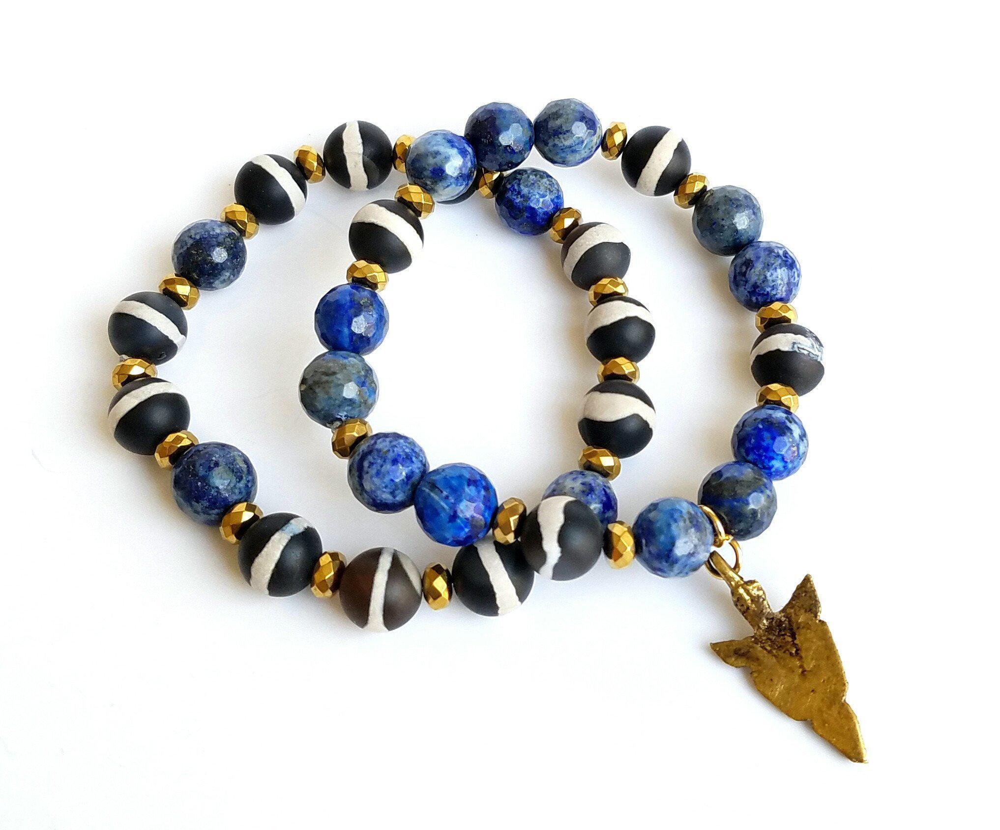 Tibetan Agate Lapis Lazuli Bracelet Set