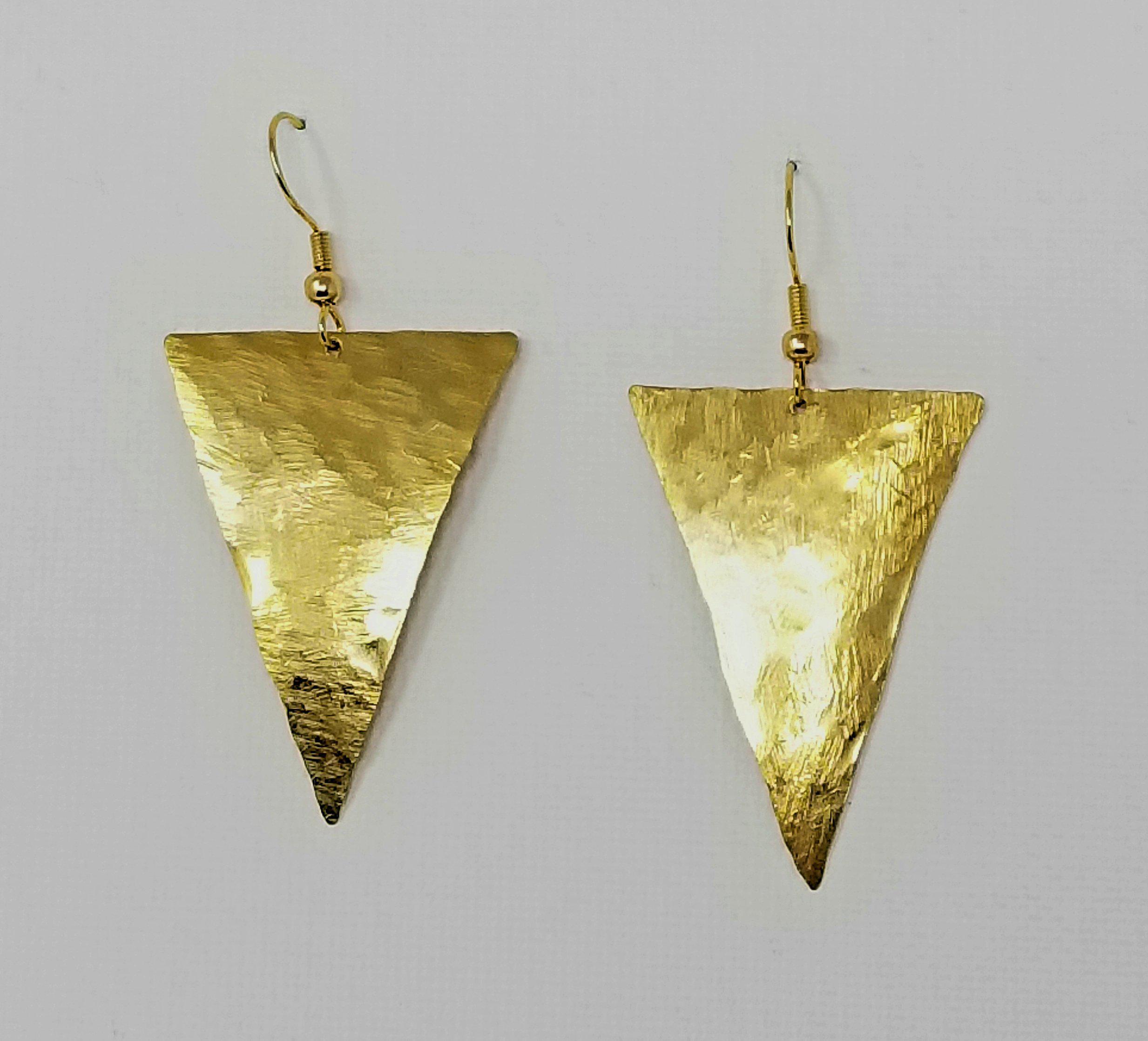 Triangles - Recycled Brass Geometric Textured Earrings