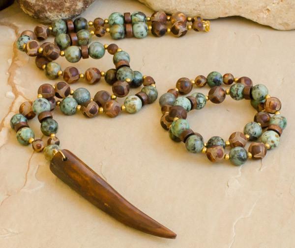 Zane - African Turquoise Tibetan Agate Necklace
