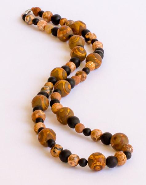 Zion - Matte Tibetan Agate Black Onyx Necklace