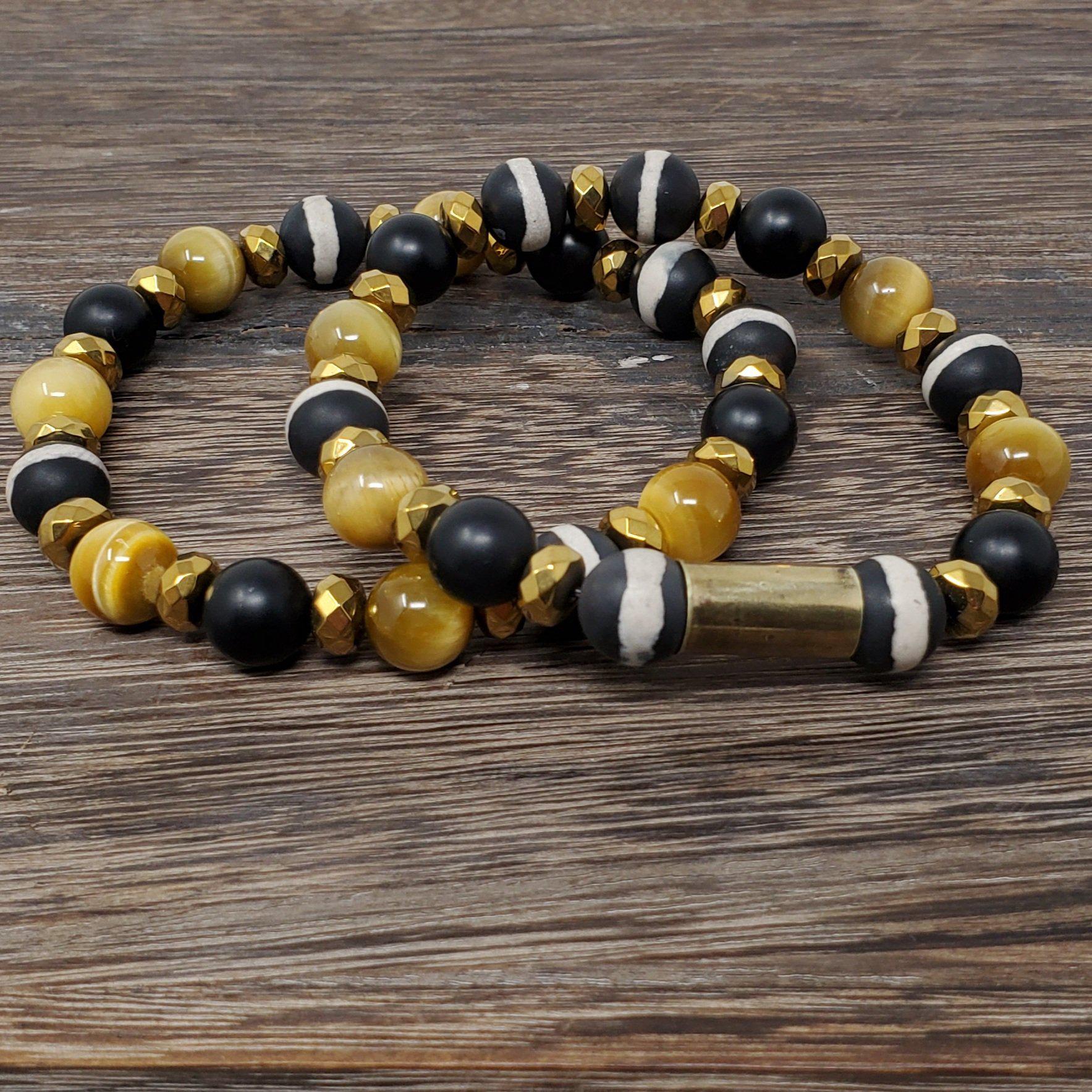 Honey Tiger Eye Tibetan Agate Bracelet Set — Ekocreashunz