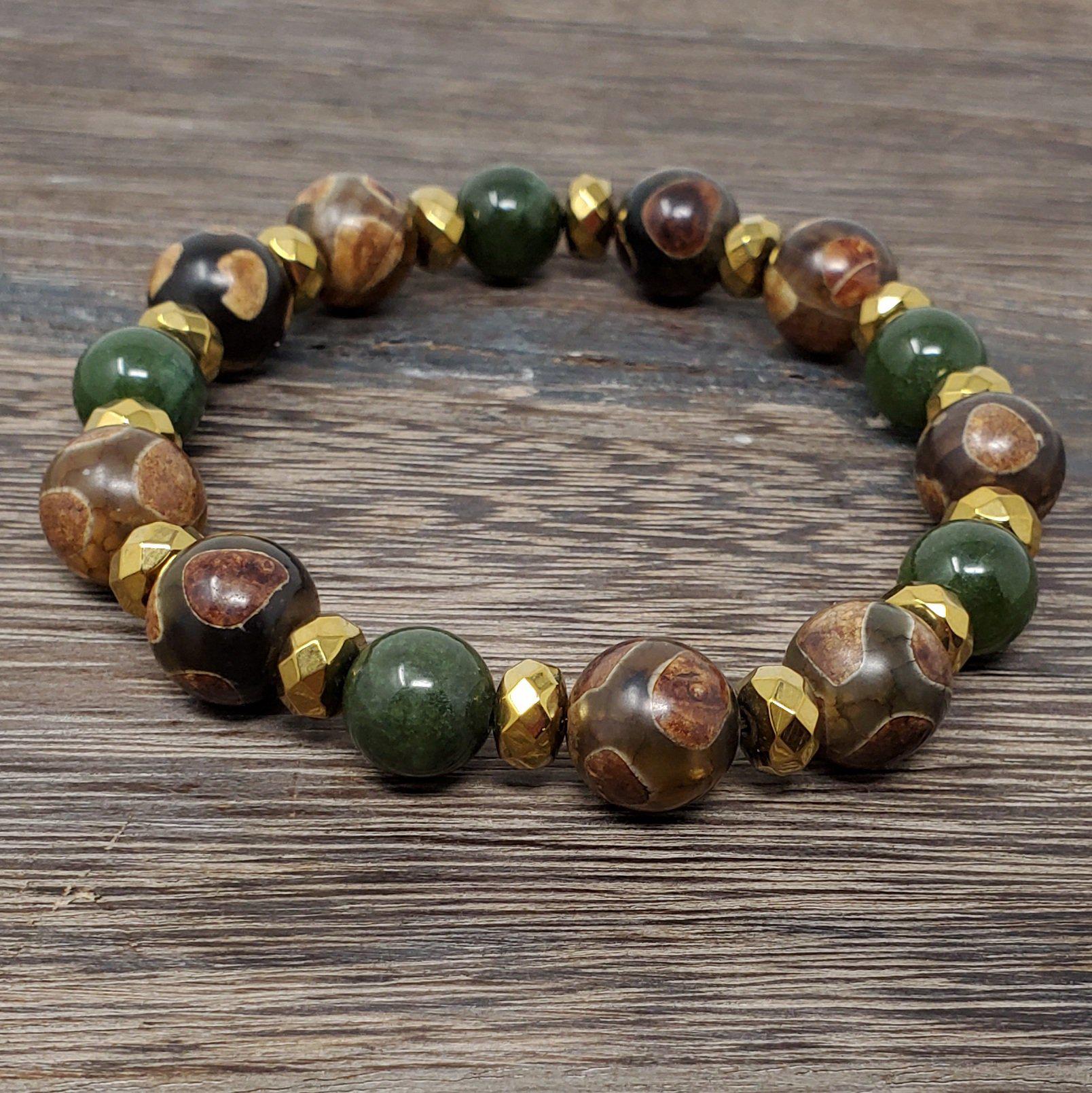 Jade Tibetan Agate Unisex Bracelet Set